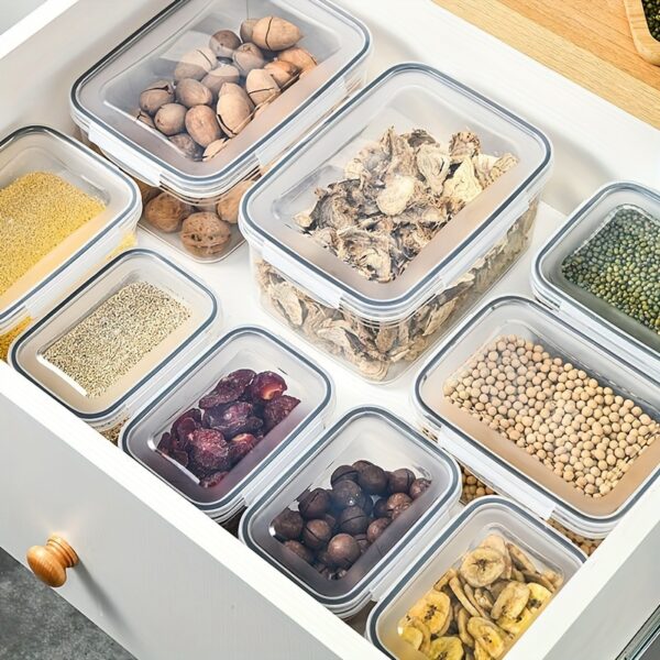 Conjunto de 9 peças de recipientes grandes à prova de vazamento para geladeira com escorredor removível - laváveis ​​na máquina de lavar louça, mantêm frutas, vegetais, frutas vermelhas e carnes frescas por mais tempo - Imagem 10