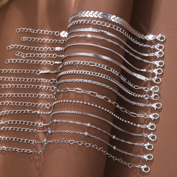 15 peças de pulseiras vintage elegantes com pingentes de coração e círculo, comprimento ajustável, perfeitas para uso diário e para presentear, adequadas para todas as estações - Imagem 2