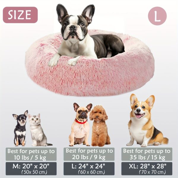 Cama calmante para cães e gatos, Donut Cuddler Warming Cozy Soft Round Bed, Cama de pelúcia macia e fofa com pelo sintético para cães e gatos pequenos, médios e grandes (40,64 cm/50,8 cm/60,96 cm/71,12 cm/78,74 cm/99,06 cm) - Imagem 32