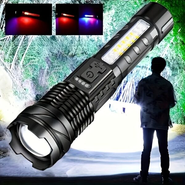 1pc Super Poderoso Recarregável Lanterna Luz de Inundação, Para Camping Ao Ar Livre, Pesca, Caça, Escalada, Aventura Emergência Noite Ciclismo e Caminhadas