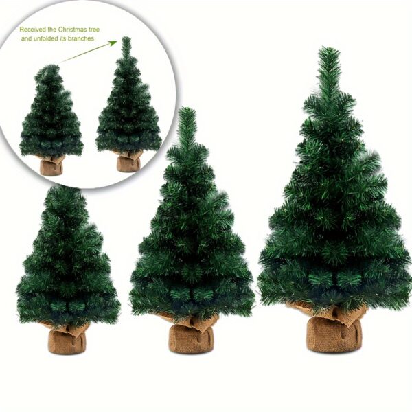 Árvore de Natal Artificial Verde Miniatura com Suporte de Metal - Perfeito para Decoração de Casa, Escritório, Festa, Casamento - Sem Luzes Incluídas - Apropriado para Natal, Ano Novo, Temporadas de Inverno - Estilo Clássico - Feita de Plástico - Marca: Cheng Rong - Imagem 2