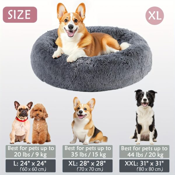 Cama calmante para cães e gatos, Donut Cuddler Warming Cozy Soft Round Bed, Cama de pelúcia macia e fofa com pelo sintético para cães e gatos pequenos, médios e grandes (40,64 cm/50,8 cm/60,96 cm/71,12 cm/78,74 cm/99,06 cm) - Imagem 20