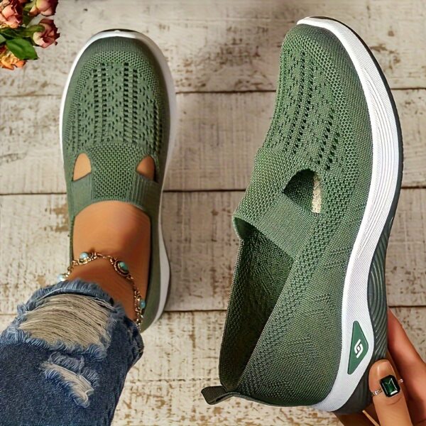 Tênis femininos respiráveis ​​sem cadarço - Sapatos leves e confortáveis ​​para caminhada com sola de borracha para todas as estações - Imagem 2