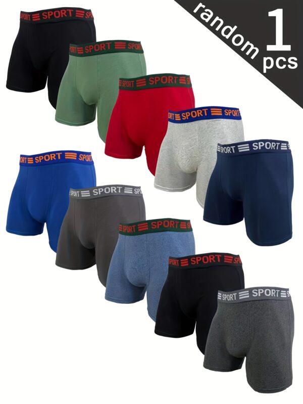 1pc/10pcs/12pcs Cuecas Boxer de Algodão Masculinas - Cor Aleatória, Confortável e Respirável, Elástico Médio, Cores Sólidas, Lavável à Máquina - Imagem 2